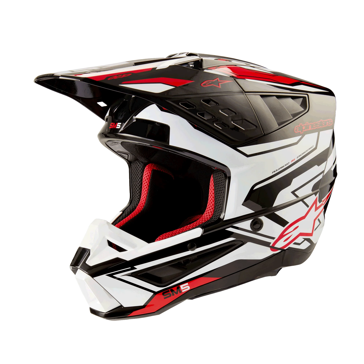 ALPINESTARS S-M5 ACTION 2 HELMET BLK/WHT/BRT RD GLOSSY