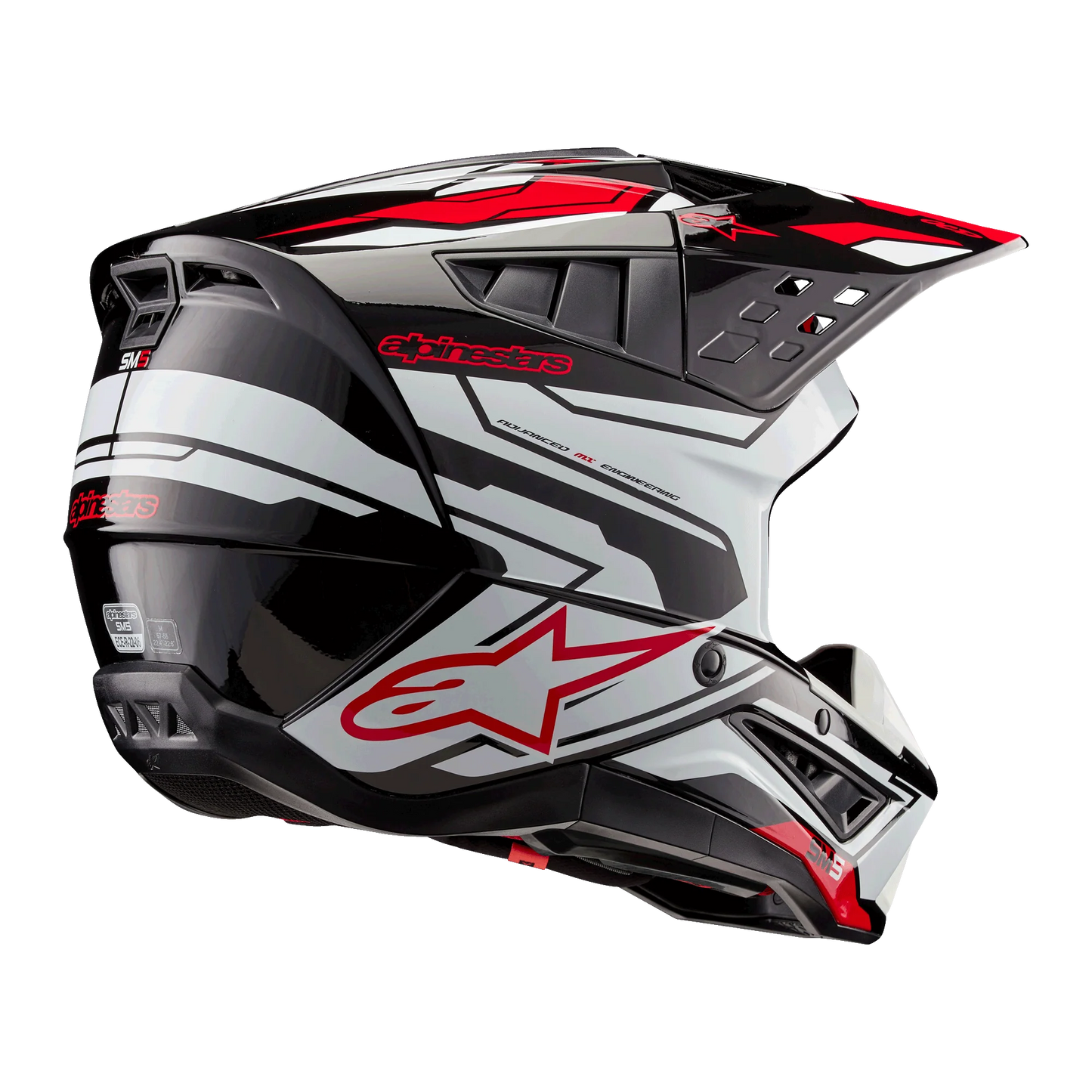 ALPINESTARS S-M5 ACTION 2 HELMET BLK/WHT/BRT RD GLOSSY