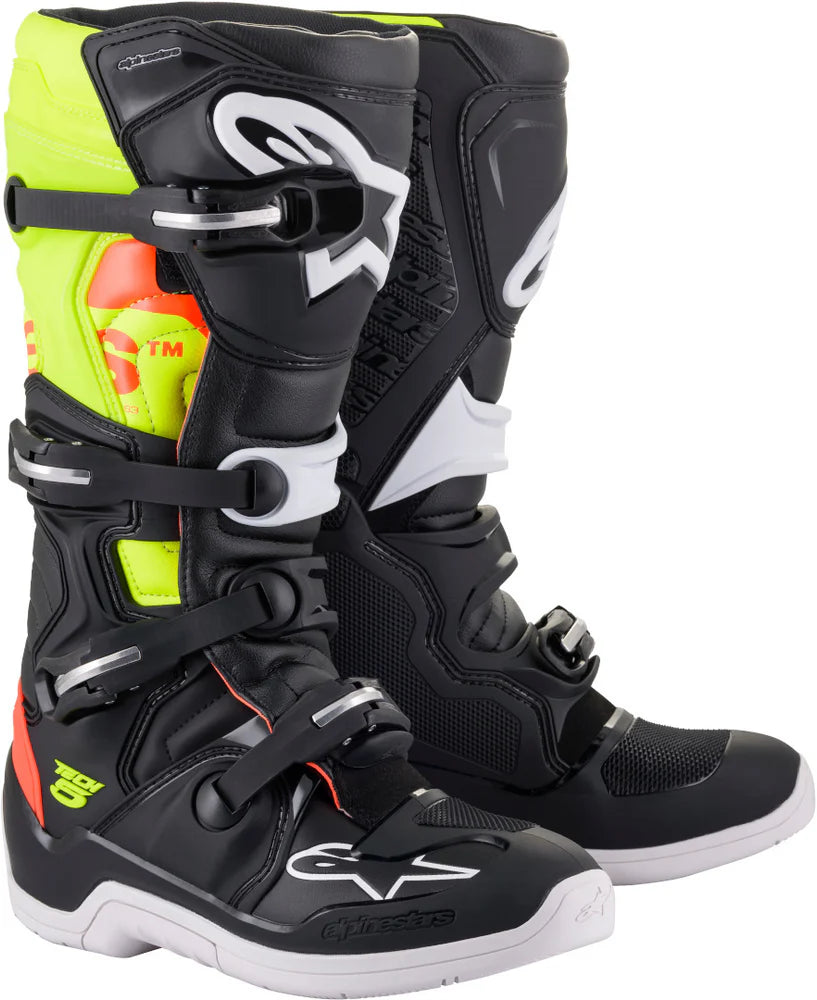 BOTAS PARA MOTOCROSS TECH 5 BCO/GRS/ROJ FLUO 10