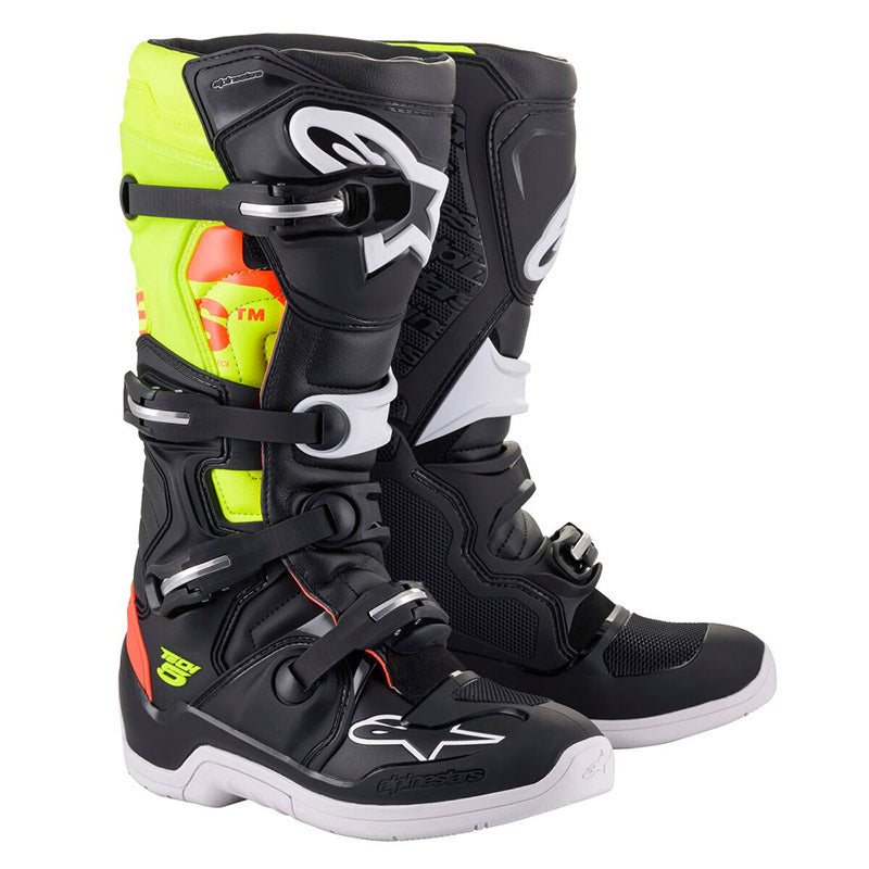 BOTAS PARA MOTOCROSS TECH 5 NGO/ROJ FLUO/AMA FLUO 10