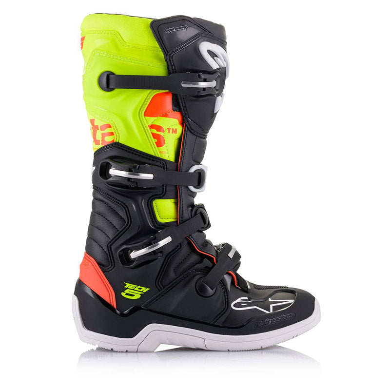 BOTAS PARA MOTOCROSS TECH 5 NGO/ROJ FLUO/AMA FLUO 10