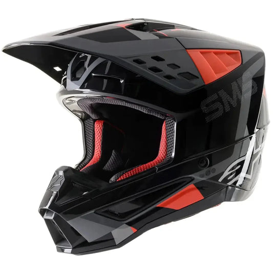 CASCO CROSS S-M5 ROVER NEGRO ROJO FLUO