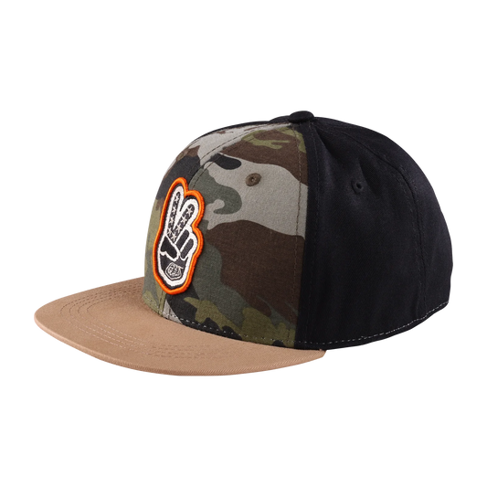 YOUTH FLAT BILL SNAPBACK PEACE OUT BLACK / FOREST CAMO